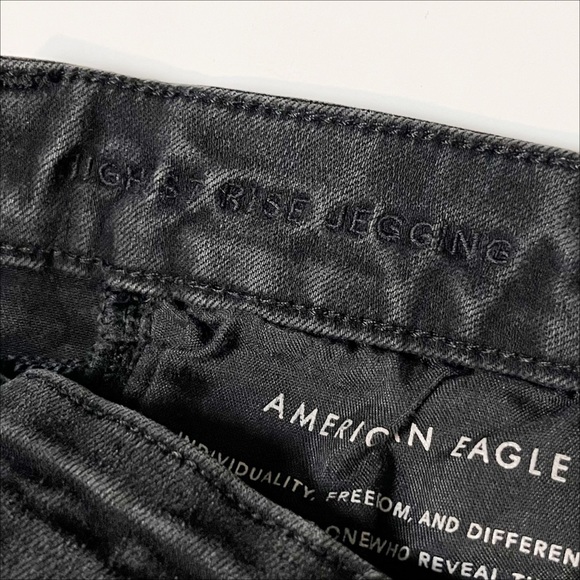 American Eagle Highest Rise Jegging 10 SHORT petite black stretch high waist - Picture 6 of 12